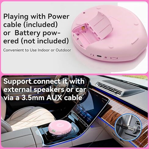 مشغل أقراص مضغوطة محمول للسيارة: Kegaudio مع سماعات أذن، شاشة LCD مضادة للتخطي، مشغل أقراص Disman شخصي للسيارة والرياضة، يدعم MP3 WMA PROG ووظيفة الذاكرة in Kuwait