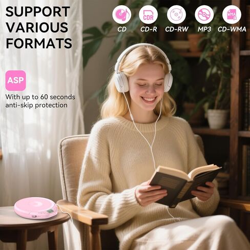 مشغل أقراص مضغوطة محمول للسيارة: Kegaudio مع سماعات أذن، شاشة LCD مضادة للتخطي، مشغل أقراص Disman شخصي للسيارة والرياضة، يدعم MP3 WMA PROG ووظيفة الذاكرة in Kuwait