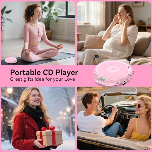 مشغل أقراص مضغوطة محمول للسيارة: Kegaudio مع سماعات أذن، شاشة LCD مضادة للتخطي، مشغل أقراص Disman شخصي للسيارة والرياضة، يدعم MP3 WMA PROG ووظيفة الذاكرة in Kuwait