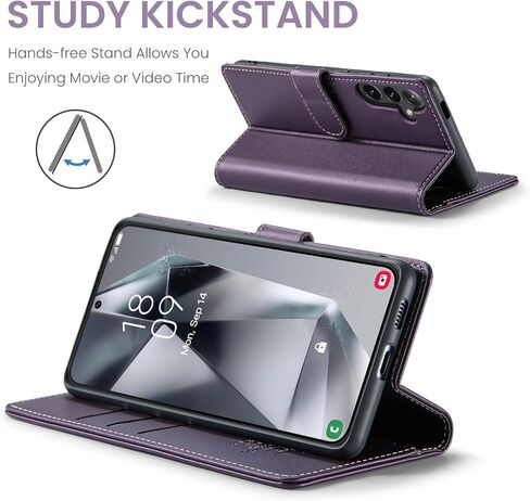 Wallet Case for Samsung Galaxy S25 FE, RFID Blocking Credit Card Holder, PU Leather Folio Flip Kickstand Protective Shockproof Cover for Galaxy S25 FE (Purple) in Saudi Arabia