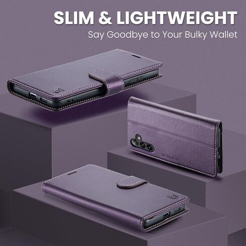 Wallet Case for Samsung Galaxy S25 FE, RFID Blocking Credit Card Holder, PU Leather Folio Flip Kickstand Protective Shockproof Cover for Galaxy S25 FE (Purple) in Saudi Arabia