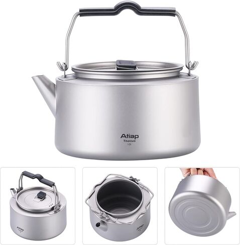 غلاية تيتانيوم ابريق شاي وقهوة سعة 0.6 لتر/ 1 لتر مع حقيبة شبكية محمولة للتخييم في الهواء الطلق (Ta9081-0.6L) in Kuwait