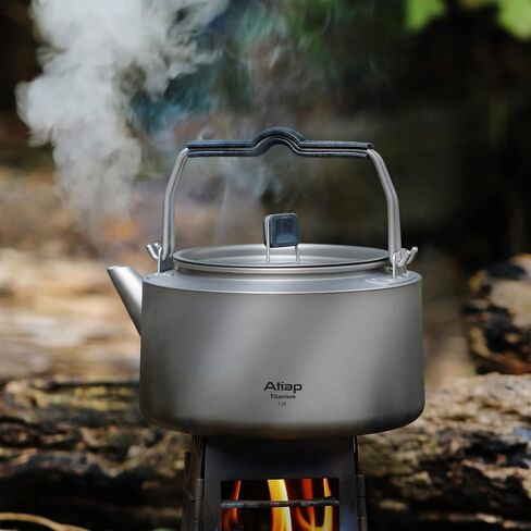 غلاية تيتانيوم ابريق شاي وقهوة سعة 0.6 لتر/ 1 لتر مع حقيبة شبكية محمولة للتخييم في الهواء الطلق (Ta9081-0.6L) in Kuwait