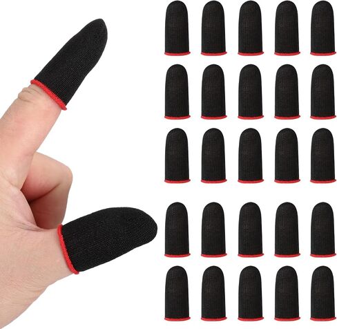 PATIKIL Controller Finger Thumb Sleeve, 40 Pack Mobile Gaming Finger Sleeve Silver Fiber Tip Gloves Anti-Sweat Breathable for Phone Game Touchscreen Devices, Black in Kuwait