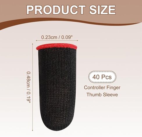 PATIKIL Controller Finger Thumb Sleeve, 40 Pack Mobile Gaming Finger Sleeve Silver Fiber Tip Gloves Anti-Sweat Breathable for Phone Game Touchscreen Devices, Black in Kuwait