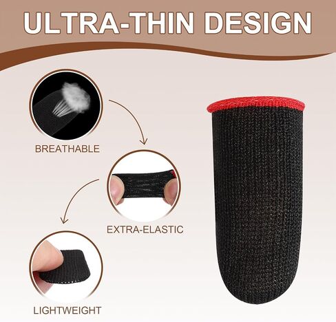 PATIKIL Controller Finger Thumb Sleeve, 40 Pack Mobile Gaming Finger Sleeve Silver Fiber Tip Gloves Anti-Sweat Breathable for Phone Game Touchscreen Devices, Black in Kuwait