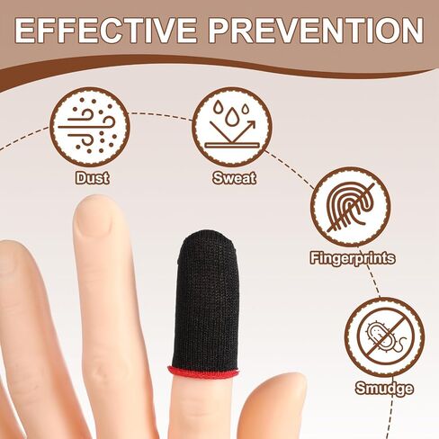 PATIKIL Controller Finger Thumb Sleeve, 40 Pack Mobile Gaming Finger Sleeve Silver Fiber Tip Gloves Anti-Sweat Breathable for Phone Game Touchscreen Devices, Black in Kuwait