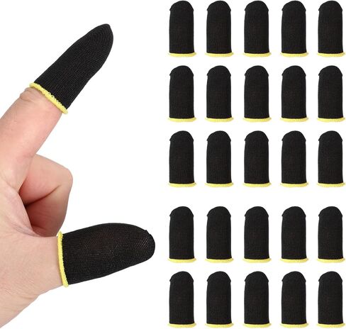 PATIKIL Controller Finger Thumb Sleeve, 40 Pack Mobile Gaming Finger Sleeve Silver Fiber Tip Gloves Anti-Sweat Breathable for Phone Game Touchscreen Devices, Black in Kuwait