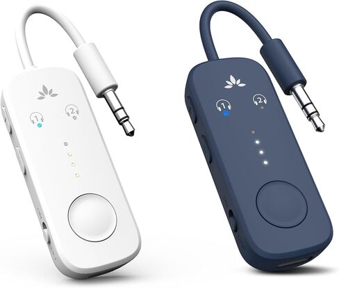 Avantree Relay - عبوتان من محول Bluetooth 5.3 للطائرة، يدعم 2 AirPods أو سماعات الرأس مع aptX Adaptive وزمن الوصول المنخفض، جهاز إرسال صوتي لاسلكي بمقبس AUX 3.5 ملم للطائرات وشركات الطيران والسفر والتلفزيون in Saudi Arabia
