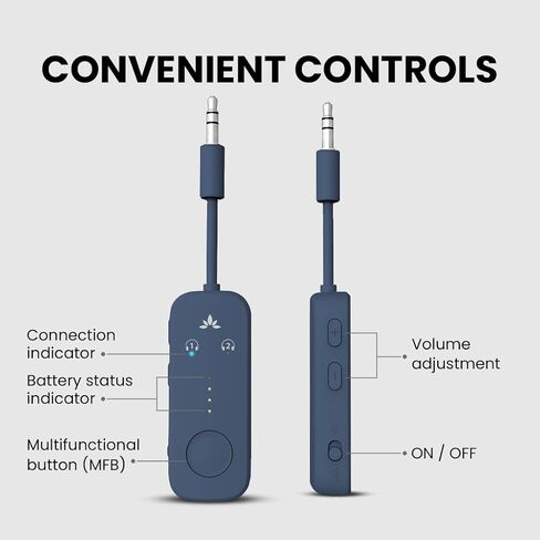 Avantree Relay - عبوتان من محول Bluetooth 5.3 للطائرة، يدعم 2 AirPods أو سماعات الرأس مع aptX Adaptive وزمن الوصول المنخفض، جهاز إرسال صوتي لاسلكي بمقبس AUX 3.5 ملم للطائرات وشركات الطيران والسفر والتلفزيون in Saudi Arabia