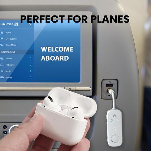 Avantree Relay - عبوتان من محول Bluetooth 5.3 للطائرة، يدعم 2 AirPods أو سماعات الرأس مع aptX Adaptive وزمن الوصول المنخفض، جهاز إرسال صوتي لاسلكي بمقبس AUX 3.5 ملم للطائرات وشركات الطيران والسفر والتلفزيون in Saudi Arabia
