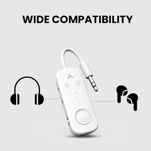 Avantree Relay - عبوتان من محول Bluetooth 5.3 للطائرة، يدعم 2 AirPods أو سماعات الرأس مع aptX Adaptive وزمن الوصول المنخفض، جهاز إرسال صوتي لاسلكي بمقبس AUX 3.5 ملم للطائرات وشركات الطيران والسفر والتلفزيون in Saudi Arabia