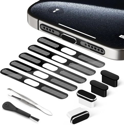 قابس غبار USB C، غطاء منفذ USB C، غطاء قابس منفذ شحن من النوع C مع غطاء غبار مكبر الصوت، ملحقات الهاتف لسلسلة iPhone 17/iPhone 16/16 Plus/16 Pro/16 Pro Max/iPhone 15 in Kuwait