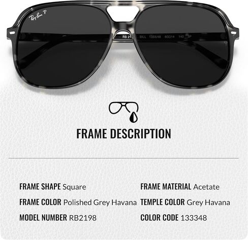 Ray-Ban RB2198 BILL Square Shaped Sunglasses for Men & Women with Official RAYBAN Eyewear Kit in Saudi Arabia