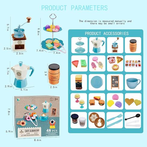Pretend Tea Party Set for Little Girls, 38 PCS Coffee Maker Set and Play Food Dessert Set for Kids Age 3 4 5 6 7 8 9, Kids Kitchen Pretend Play for Princess Girls Boys in Kuwait