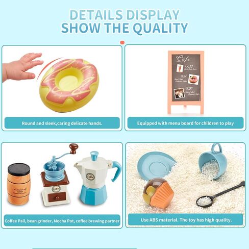 Pretend Tea Party Set for Little Girls, 38 PCS Coffee Maker Set and Play Food Dessert Set for Kids Age 3 4 5 6 7 8 9, Kids Kitchen Pretend Play for Princess Girls Boys in Kuwait