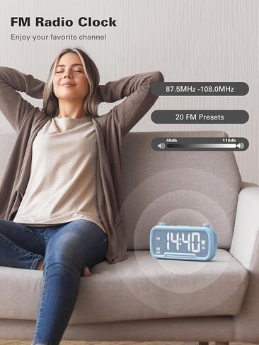 Mesqool Digital Alarm Clock with 2 USB Chargers,Bluetooth Speaker, FM Radio,Night Light,5-Level Dimmer,Adjustable Volume,12/24H,Snooze,Battery Backup,Loud Clock Radio for Heavy Sleepers Adults in Kuwait