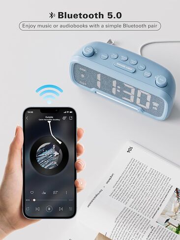 Mesqool Digital Alarm Clock with 2 USB Chargers,Bluetooth Speaker, FM Radio,Night Light,5-Level Dimmer,Adjustable Volume,12/24H,Snooze,Battery Backup,Loud Clock Radio for Heavy Sleepers Adults in Kuwait