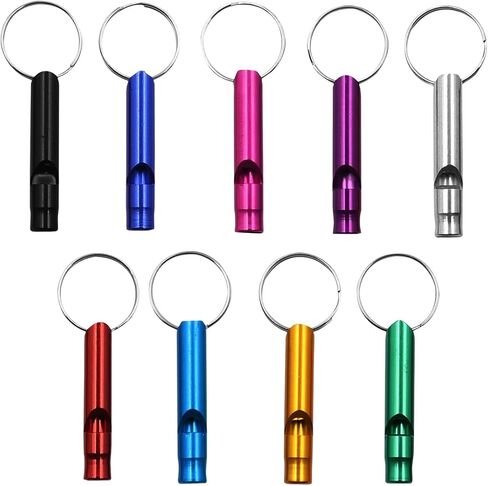 9 Pieces Aluminum Whistle, Loud Emergency Decibel High Emergency Whistle with Keychain,Thriller for Outdoor Wild Hiking Training in Saudi Arabia