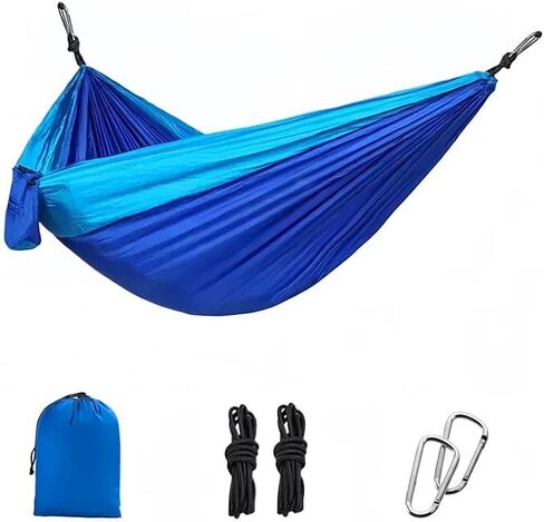 Camping Hammock with Tree Straps Portable Nylon Green 118"x78" | 600lb Heavy Duty Parachute Nylon Camping Hammock,Tree Straps,Portable,118x78in Extra Large,Outdoor Hiking Beach Backpack Gear in Saudi Arabia
