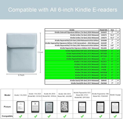 Sleeve for All-New Kindle 2024 and 2022/2019(J9G29R)/6" Paperwhite/Voyage/Kindle (8th Gen, 2016)/4/5/Touch Protective Pouch Bag Case Cover in Saudi Arabia