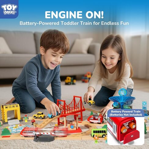 لعبة الحياة مسار القطار الخشبي 62 قطعة مجموعة قطار خشبي للأولاد والبنات مع مسارات خشبية رافعة تناسب توماس بريو ميليسا تشوجينتون مجموعة مسار القطار السكك الحديدية الخشبية - طفل صغير لعبة قطار مجموعة الأولاد قطار مجموعة 3+ in Kuwait