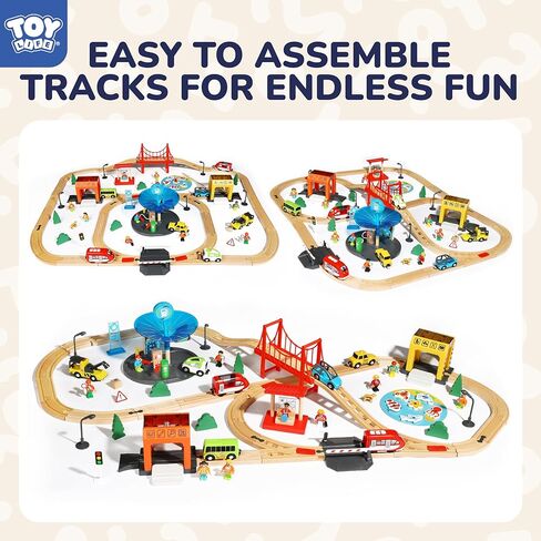لعبة الحياة مسار القطار الخشبي 62 قطعة مجموعة قطار خشبي للأولاد والبنات مع مسارات خشبية رافعة تناسب توماس بريو ميليسا تشوجينتون مجموعة مسار القطار السكك الحديدية الخشبية - طفل صغير لعبة قطار مجموعة الأولاد قطار مجموعة 3+ in Kuwait