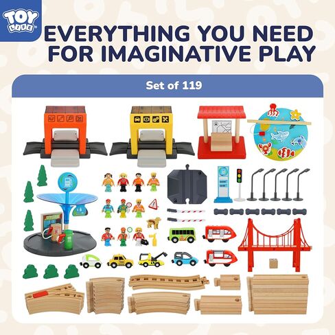 لعبة الحياة مسار القطار الخشبي 62 قطعة مجموعة قطار خشبي للأولاد والبنات مع مسارات خشبية رافعة تناسب توماس بريو ميليسا تشوجينتون مجموعة مسار القطار السكك الحديدية الخشبية - طفل صغير لعبة قطار مجموعة الأولاد قطار مجموعة 3+ in Kuwait