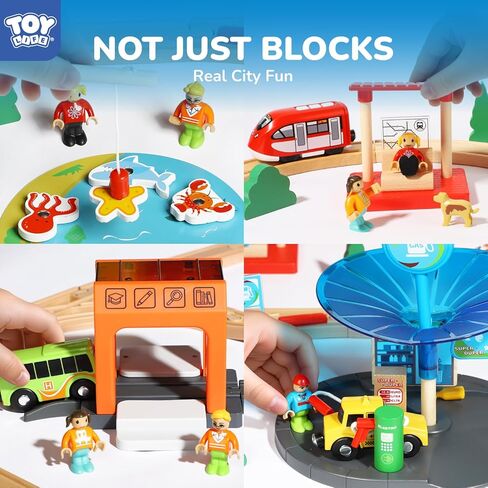 لعبة الحياة مسار القطار الخشبي 62 قطعة مجموعة قطار خشبي للأولاد والبنات مع مسارات خشبية رافعة تناسب توماس بريو ميليسا تشوجينتون مجموعة مسار القطار السكك الحديدية الخشبية - طفل صغير لعبة قطار مجموعة الأولاد قطار مجموعة 3+ in Kuwait