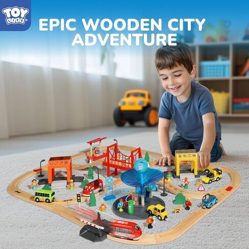 لعبة الحياة مسار القطار الخشبي 62 قطعة مجموعة قطار خشبي للأولاد والبنات مع مسارات خشبية رافعة تناسب توماس بريو ميليسا تشوجينتون مجموعة مسار القطار السكك الحديدية الخشبية - طفل صغير لعبة قطار مجموعة الأولاد قطار مجموعة 3+ in Kuwait