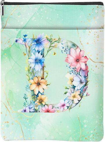 Aesthetic Flower Initial A Monogrammed Personalized Gifts for Women Bookish Gifts Book Sleeve Book Pouch Protector Cover for Paperbacks Reading Accessories for Books Lover Birthday Christmas, Green in Saudi Arabia