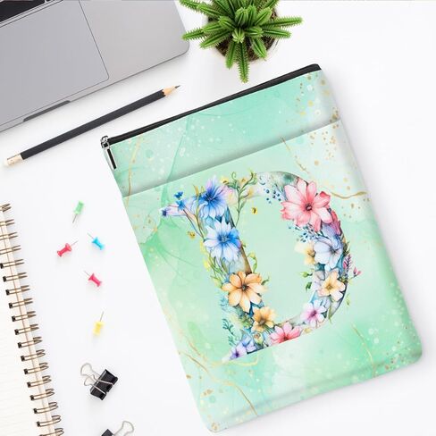 Aesthetic Flower Initial A Monogrammed Personalized Gifts for Women Bookish Gifts Book Sleeve Book Pouch Protector Cover for Paperbacks Reading Accessories for Books Lover Birthday Christmas, Green in Saudi Arabia