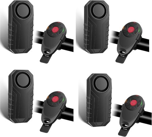 USUPERINK 2 Set Wireless Bike Alarm with Remote, Anti-Theft Bicycle Motorcycle Alarm Wireless Security Vibration Motion Sensor Alarm, IP55 Waterproof Super Loud 113dB Alarm in Kuwait