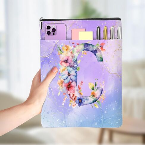 Aesthetic Flower Initial L Monogrammed Personalized Gifts for Women Bookish Gifts Book Sleeve Book Pouch Protector Cover for Paperbacks Reading Accessories for Reader Appreciation Birthday, Purple in Saudi Arabia