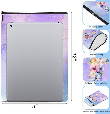 Aesthetic Flower Initial L Monogrammed Personalized Gifts for Women Bookish Gifts Book Sleeve Book Pouch Protector Cover for Paperbacks Reading Accessories for Reader Appreciation Birthday, Purple in Saudi Arabia