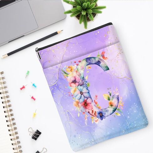 Aesthetic Flower Initial L Monogrammed Personalized Gifts for Women Bookish Gifts Book Sleeve Book Pouch Protector Cover for Paperbacks Reading Accessories for Reader Appreciation Birthday, Purple in Saudi Arabia