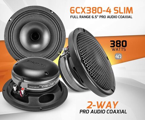مكبر صوت للسيارة PRV AUDIO مقاس 6.5 بوصة ضحلة محورية 2X 6CX380-4 مكبرات صوت رفيعة مع مشغل مكبر صوت مدمج وشواية متضمنة 380 وات 4 أوم (2 مكبرات صوت) in Saudi Arabia