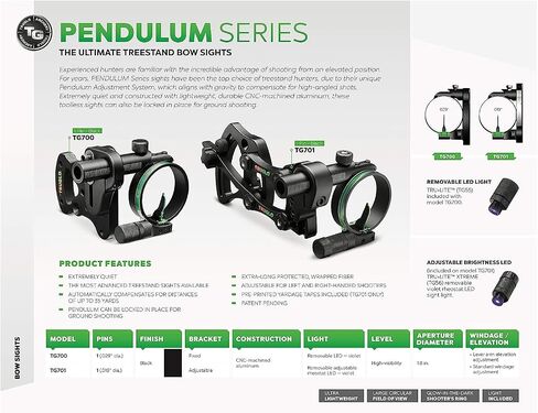 TRUGLO البندول 1 دبوس خفيف الوزن للغاية وهادئ للرماية والصيد على شكل قوس مع مجال رؤية دائري كبير - قابل للتعديل للرماة اليمنى واليسرى - يتضمن ضوء LED in Saudi Arabia