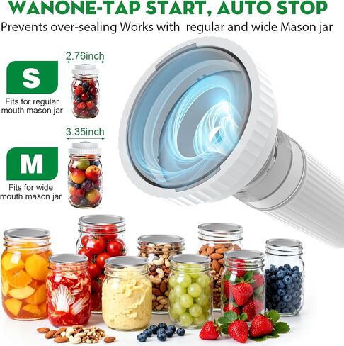 3-in-1 Vacuum Sealer for Food Compatible with Vacuum Bag, Mason Jar, Wine Bottle, Handheld Saver Compact Vacuum Sealer Machine with 14 Reusable Bags, 14 Mason Jar Lids, Wine Stopper in Saudi Arabia