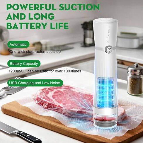 3-in-1 Vacuum Sealer for Food Compatible with Vacuum Bag, Mason Jar, Wine Bottle, Handheld Saver Compact Vacuum Sealer Machine with 14 Reusable Bags, 14 Mason Jar Lids, Wine Stopper in Saudi Arabia