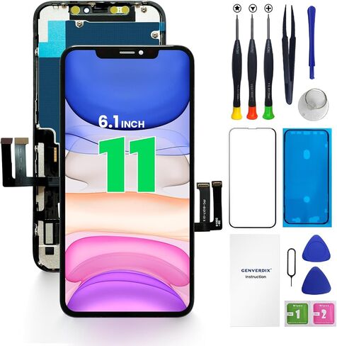 استبدال شاشة iPhone 12/12 PRO، شاشة LCD تعمل باللمس ثلاثية الأبعاد مقاس 6.1 بوصة، طقم إصلاح عالي الدقة بالكامل Genverdix، مجموعة محول رقمي مع مجموعة أدوات، واقي شاشة من الزجاج المقسى، لاصق إطار مقاوم للماء in Saudi Arabia
