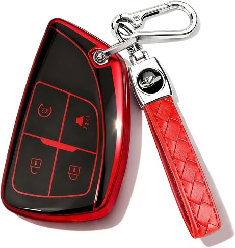 QBUC for Chevy Key Fob Cover,Soft Key Shell Case with Keychain for GMC 2021-2025 Yukon Tahoe Suburban Silverado Sierra 1500 2500HD 3500HD Car Accessories(5 Buttons,Pink) in Saudi Arabia