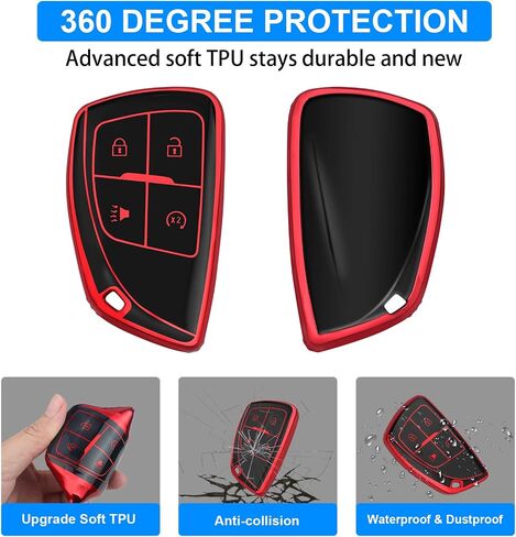 QBUC for Chevy Key Fob Cover,Soft Key Shell Case with Keychain for GMC 2021-2025 Yukon Tahoe Suburban Silverado Sierra 1500 2500HD 3500HD Car Accessories(5 Buttons,Pink) in Saudi Arabia