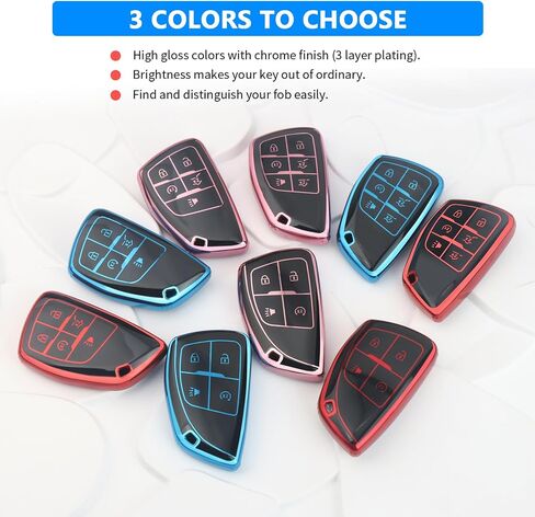 QBUC for Chevy Key Fob Cover,Soft Key Shell Case with Keychain for GMC 2021-2025 Yukon Tahoe Suburban Silverado Sierra 1500 2500HD 3500HD Car Accessories(5 Buttons,Pink) in Saudi Arabia