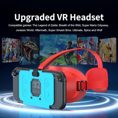 سماعة رأس VR لجهاز Nintendo Switch 2 (2025)، نظارات الواقع الافتراضي Switch 2 مع عدسات HD قابلة للتعديل وحزام رأس مريح، نظارات ثلاثية الأبعاد لملحقات Switch 2 (أزرق وبرتقالي) in Kuwait