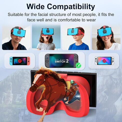 سماعة رأس VR لجهاز Nintendo Switch 2 (2025)، نظارات الواقع الافتراضي Switch 2 مع عدسات HD قابلة للتعديل وحزام رأس مريح، نظارات ثلاثية الأبعاد لملحقات Switch 2 (أزرق وبرتقالي) in Kuwait