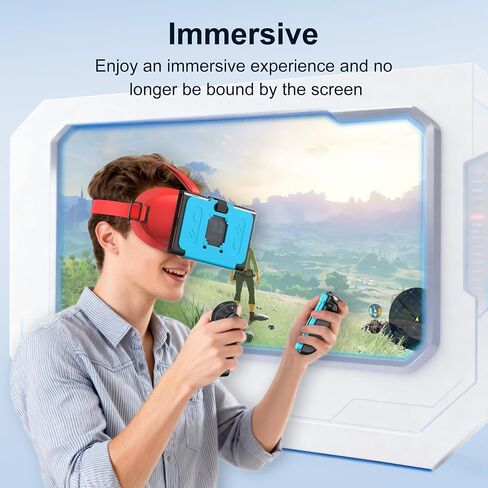 سماعة رأس VR لجهاز Nintendo Switch 2 (2025)، نظارات الواقع الافتراضي Switch 2 مع عدسات HD قابلة للتعديل وحزام رأس مريح، نظارات ثلاثية الأبعاد لملحقات Switch 2 (أزرق وبرتقالي) in Kuwait