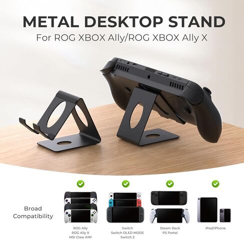 Desktop Stand Compatible with ROG Xbox Ally/Ally X/PlayStation Portal/Steam Deck/ROG Ally/X/Switch 2,Desktop Handheld Game Console Holder with Anti-Slip Silicone Pad (Black) in Kuwait