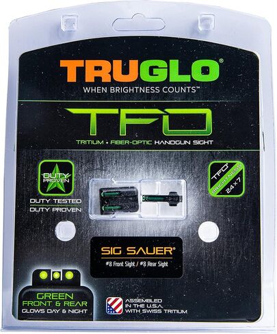 TRUGLO TFO Tritium & Fiber-Optic Handgun Sight, Durable Compact High-Visible Front & Rear Night Sight Set, Compatible with Sig Sauer Handguns in Kuwait