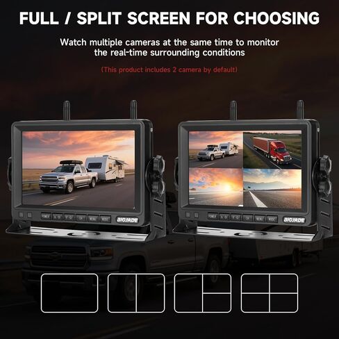 Wireless Backup Camera - Rv Backup Camera with HD 7" Monitor - Dual Back Up Camera Systems for Truck - IP69 Waterproof Rv Camera with DVR, Night Vision for Rv, Truck, Trailer and Camper in Kuwait